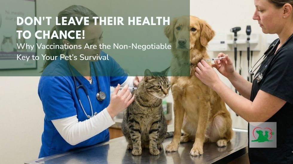 Pet Vaccinations: Why Timely Vaccines Are Essential for Your Dog and Cat’s Health Veterinarians administering vaccines to a dog and a cat during a routine health checkup at a veterinary clinic to protect them from infectious diseases.