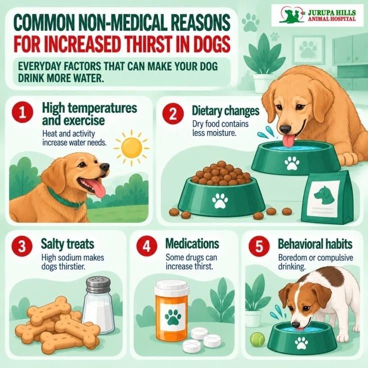Common non-medical causes of increased thirst in dogs