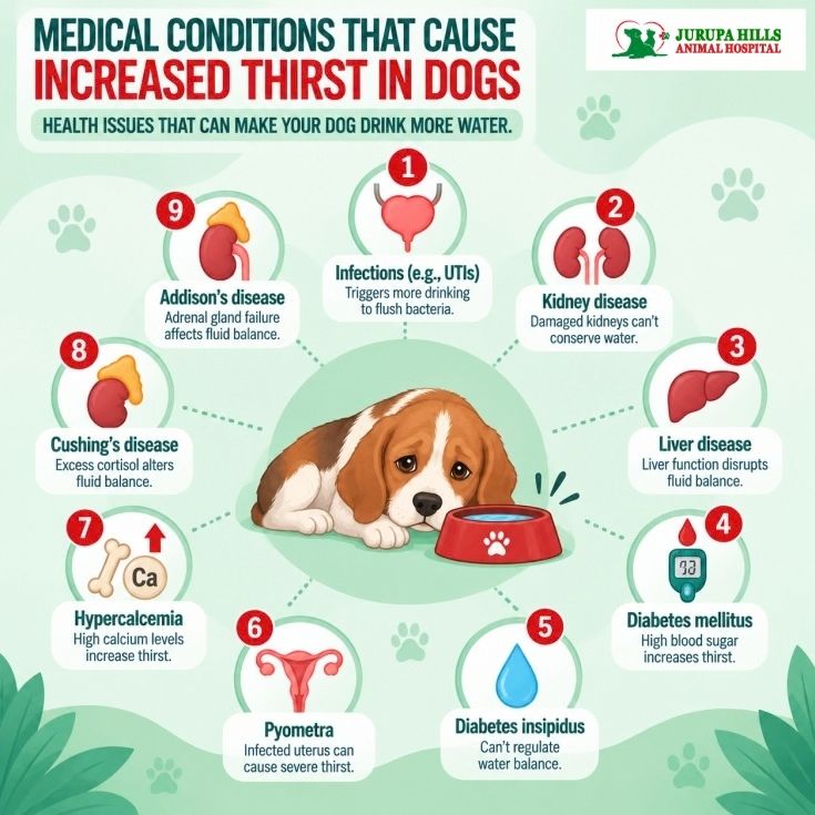 Medical conditions that cause increased thirst in dogs